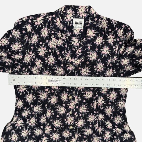 Vintage Leslie‎ Fay Dresses Petite Blue Floral Midi Dress (Size 16) - Picture 2 of 6